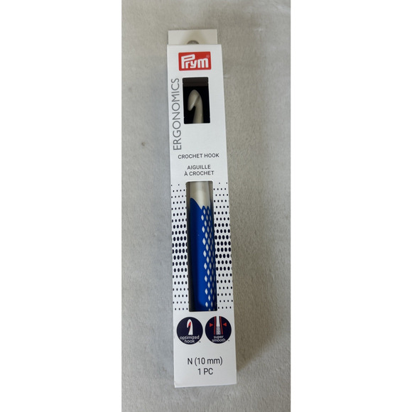 NIB Prym Ergonomic Crochet Hook N Size 10mm Super Smooth New Optimized Hook Blue - Picture 2 of 8